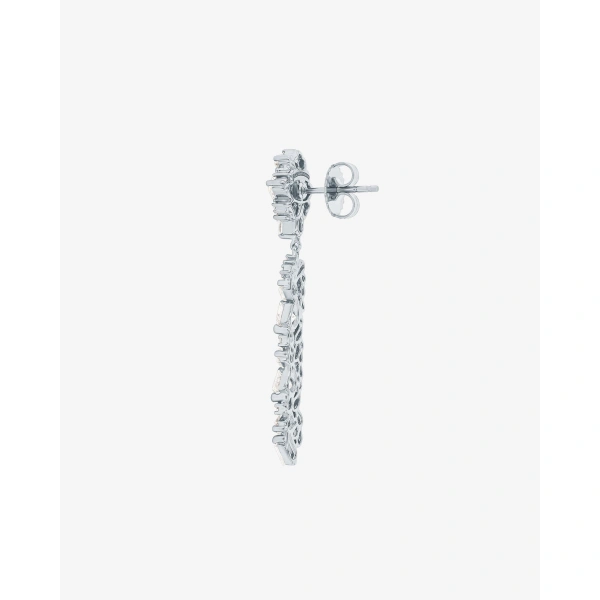 Suzanne Kalan La Fantaisie Sunbeam Diamond Drop Earrings in 18K White Gold | Fine Earrings | Coveti