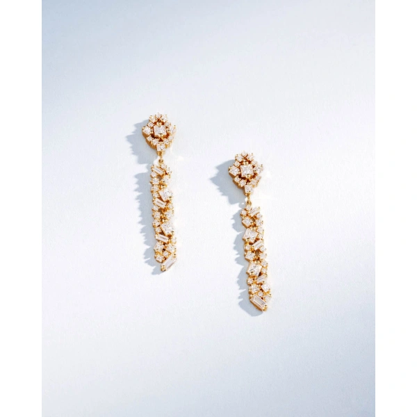 Suzanne Kalan La Fantaisie Sunbeam Diamond Drop Earrings in 18K Yellow Gold | Fine Earrings | Coveti