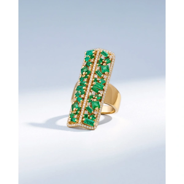 Suzanne Kalan La Fantaisie Sunbeam Emerald Ring in 18K Yellow Gold | Fine Rings | Coveti