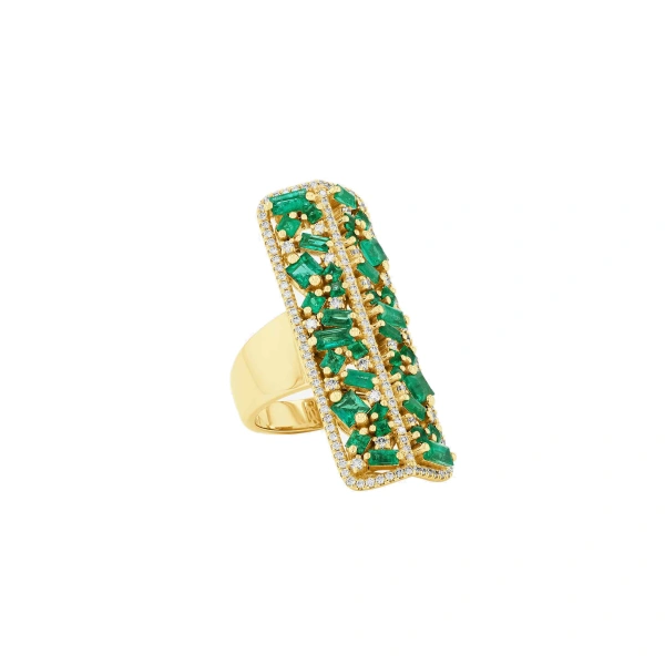 Suzanne Kalan La Fantaisie Sunbeam Emerald Ring in 18K Yellow Gold | Fine Rings | Coveti