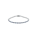 Suzanne Kalan Linear Dark Blue Sapphire Tennis Bracelet in 18K White Gold | Fine Bracelets | Coveti