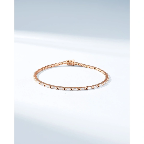 Suzanne Kalan Linear Diamond Tennis Bracelet in 18K Rose Gold | Fine Bracelets | Coveti