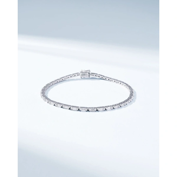 Suzanne Kalan Linear Diamond Tennis Bracelet in 18K White Gold | Fine Bracelets | Coveti