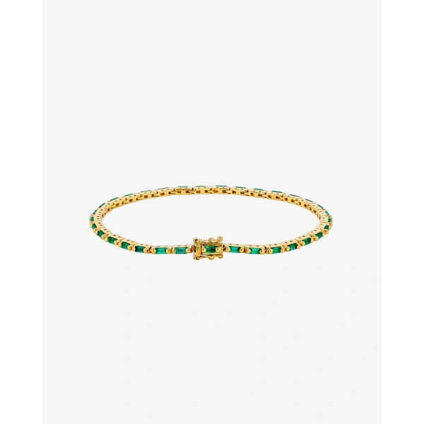 Suzanne Kalan Linear Emerald Tennis Bracelet in 18K Yellow Gold | Fine Bracelets | Coveti