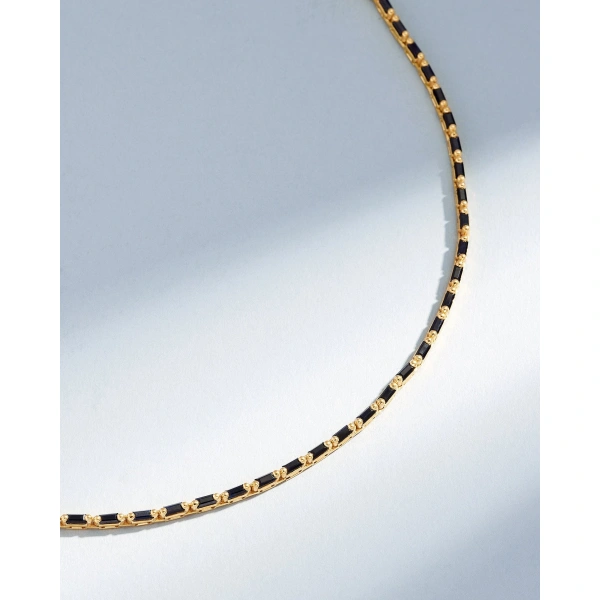 Suzanne Kalan Linear Full Black Sapphire Tennis Necklace in 18K Yellow Gold | Fine Necklaces | Coveti