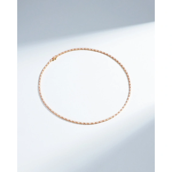Suzanne Kalan Linear Full Diamond Tennis Necklace in 18K Rose Gold | Fine Necklaces | Coveti
