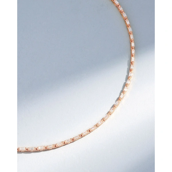 Suzanne Kalan Linear Full Diamond Tennis Necklace in 18K Rose Gold | Fine Necklaces | Coveti