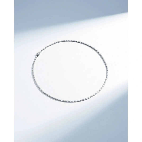 Suzanne Kalan Linear Full Diamond Tennis Necklace in 18K White Gold | Fine Necklaces | Coveti