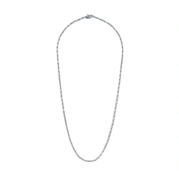 Linear Full Diamond Tennis Necklace in 18K White Gold