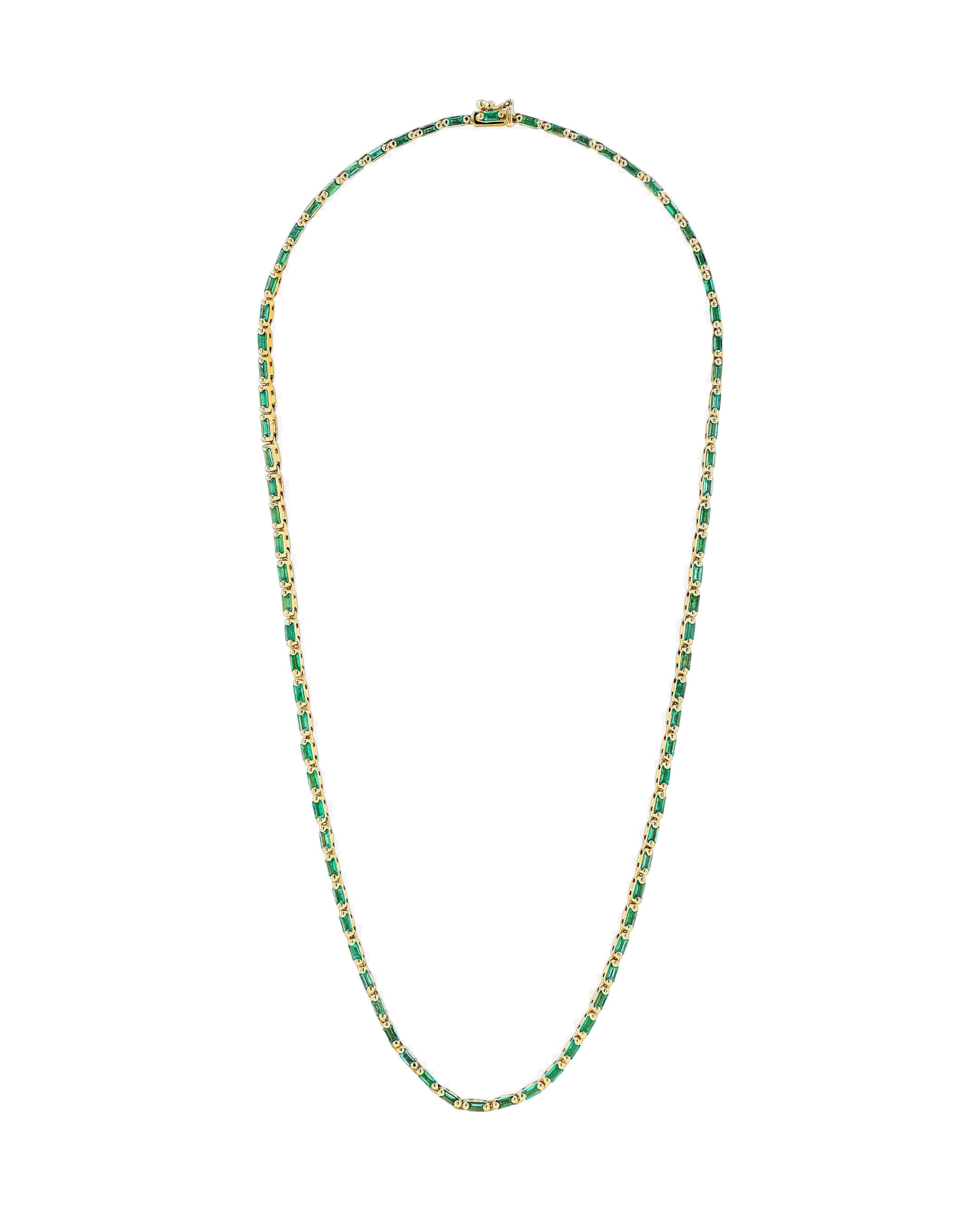 Suzanne Kalan Linear Full Emerald Tennis Necklace in 18K Yellow Gold Suzanne Kalan Linear Full Emerald Tennis Necklace in 18K Yellow Gold | Fine Necklaces | Coveti