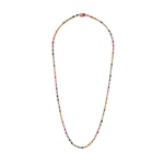 Suzanne Kalan Linear Full Rainbow Sapphire Tennis Necklace in 18K Rose Gold | Fine Necklaces | Coveti
