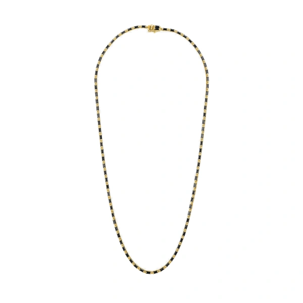 Suzanne Kalan Linear Full Tennis Necklace in 18K Yellow Gold, Black Sapphire | Fine Necklaces | Coveti