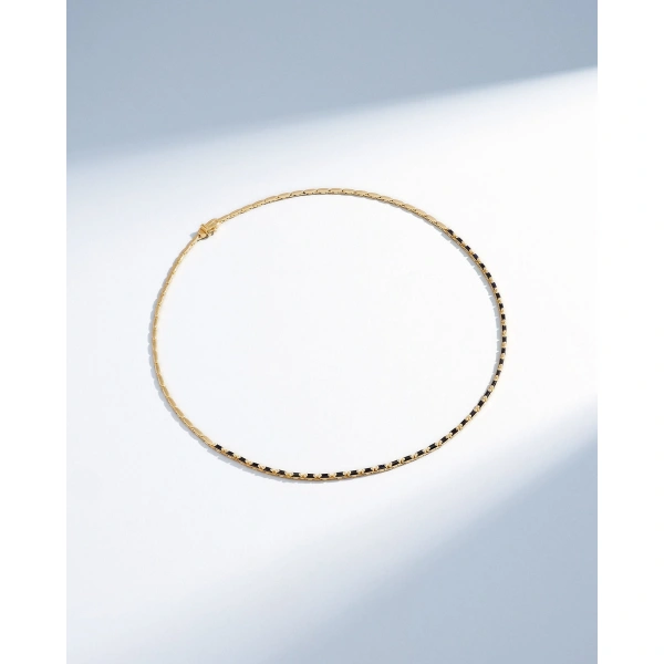 Suzanne Kalan Linear Half Black Sapphire Tennis Necklace in 18K Yellow Gold | Fine Necklaces | Coveti
