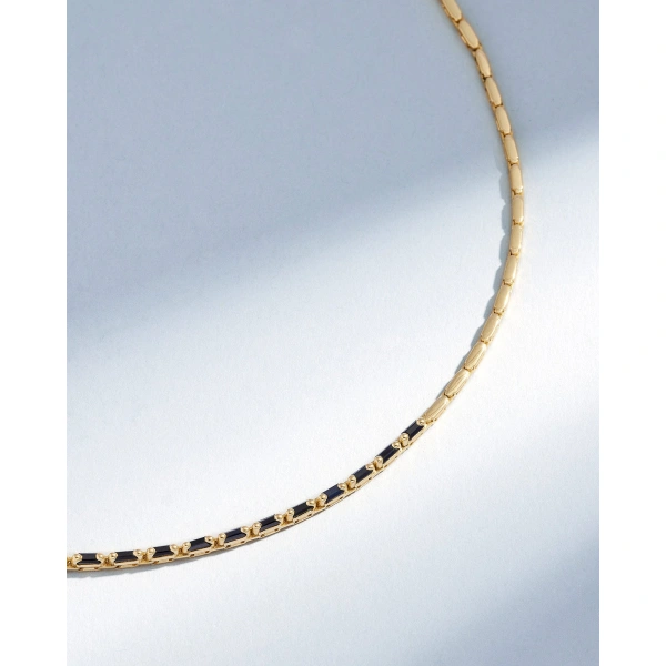 Suzanne Kalan Linear Half Black Sapphire Tennis Necklace in 18K Yellow Gold | Fine Necklaces | Coveti