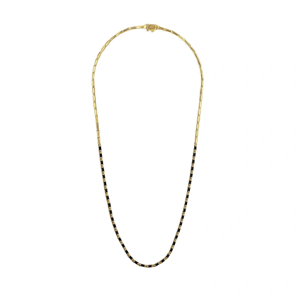 Suzanne Kalan Linear Half Black Sapphire Tennis Necklace in 18K Yellow Gold | Fine Necklaces | Coveti