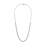 Suzanne Kalan Linear Half Dark Blue Sapphire Tennis Necklace in 18K White Gold | Fine Necklaces | Coveti
