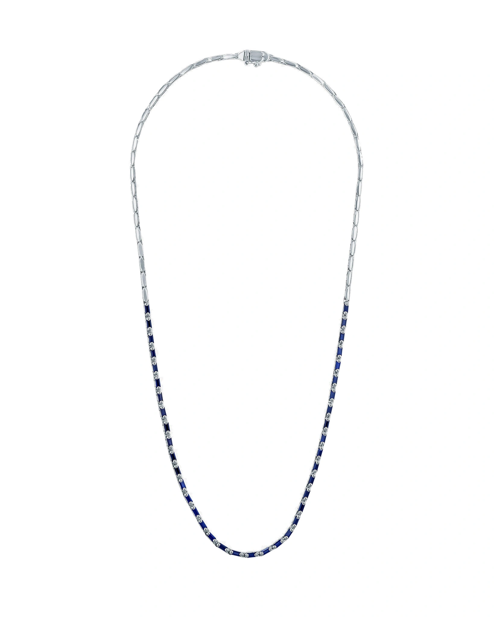 Suzanne Kalan Linear Half Dark Blue Sapphire Tennis Necklace in 18K White Gold Suzanne Kalan Linear Half Dark Blue Sapphire Tennis Necklace in 18K White Gold | Fine Necklaces | Coveti