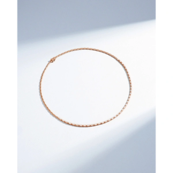 Suzanne Kalan Linear Half Diamond Tennis Necklace in 18K Rose Gold | Fine Necklaces | Coveti