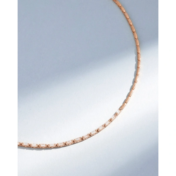Suzanne Kalan Linear Half Diamond Tennis Necklace in 18K Rose Gold | Fine Necklaces | Coveti