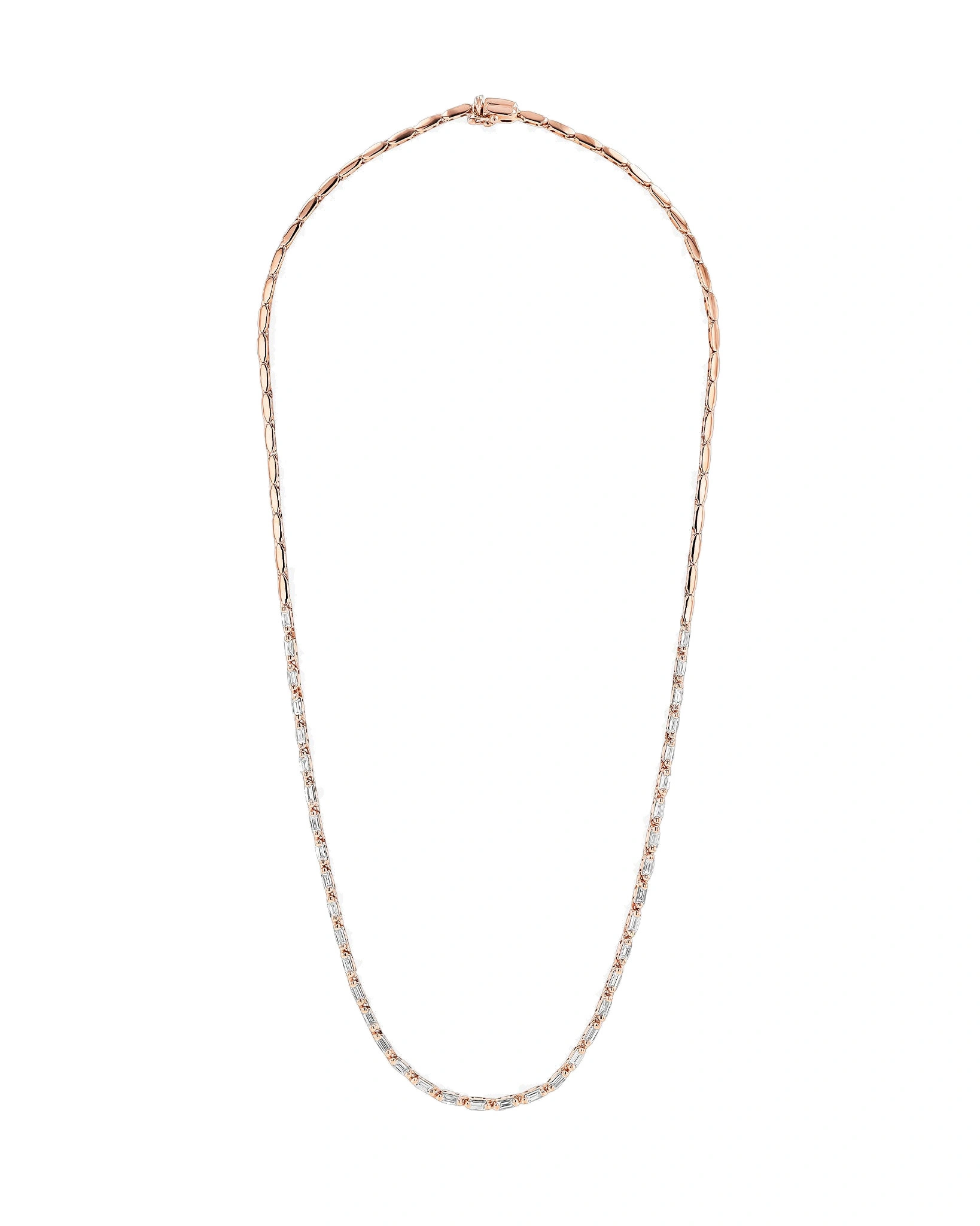 Suzanne Kalan Linear Half Diamond Tennis Necklace in 18K Rose Gold Suzanne Kalan Linear Half Diamond Tennis Necklace in 18K Rose Gold | Fine Necklaces | Coveti