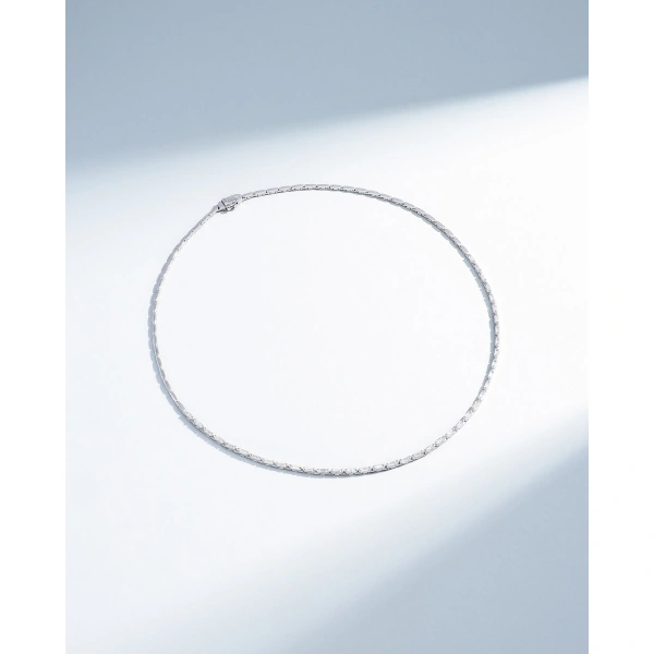 Suzanne Kalan Linear Half Diamond Tennis Necklace in 18K White Gold | Fine Necklaces | Coveti