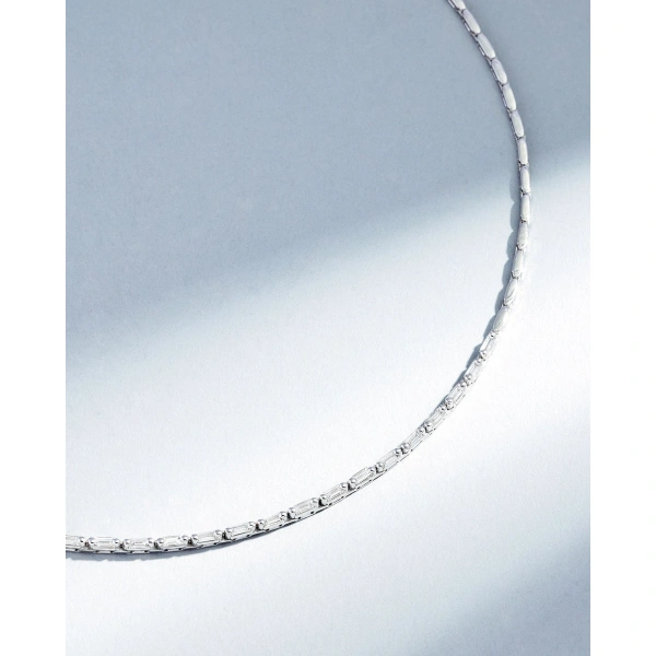 Suzanne Kalan Linear Half Diamond Tennis Necklace in 18K White Gold | Fine Necklaces | Coveti