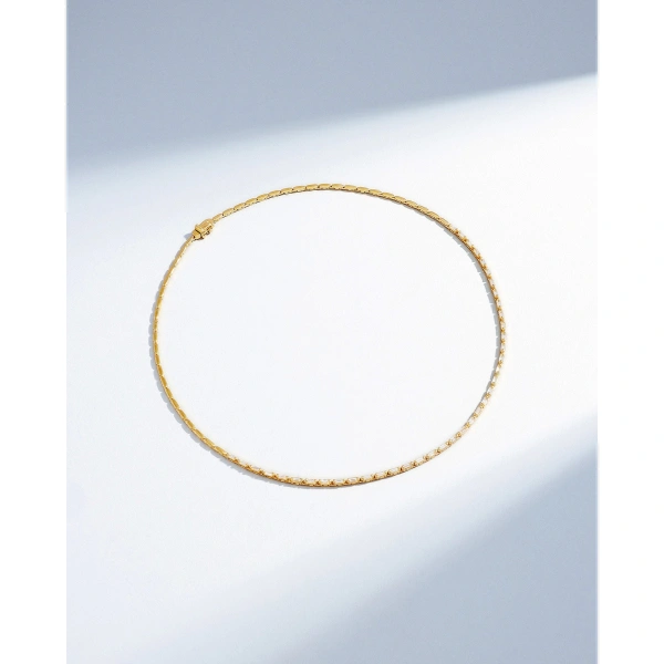 Suzanne Kalan Linear Half Diamond Tennis Necklace in 18K Yellow Gold | Fine Necklaces | Coveti