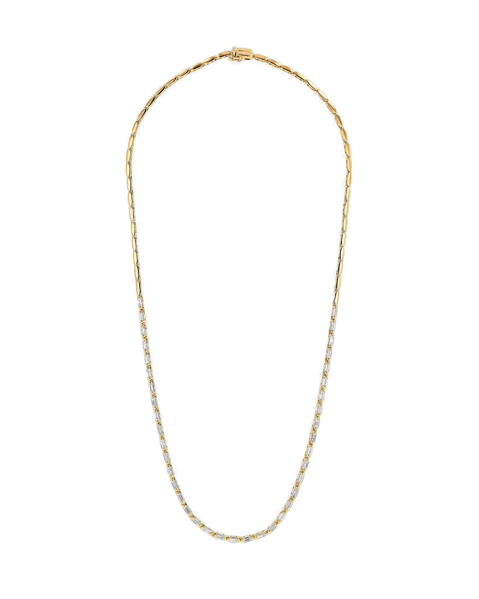 Suzanne Kalan Linear Half Diamond Tennis Necklace in 18K Yellow Gold Suzanne Kalan Linear Half Diamond Tennis Necklace in 18K Yellow Gold | Fine Necklaces | Coveti