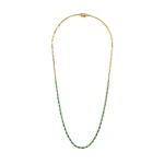 Suzanne Kalan Linear Half Emerald Tennis Necklace in 18K Yellow Gold | Fine Necklaces | Coveti