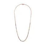 Suzanne Kalan Linear Half Rainbow Sapphire Tennis Necklace in 18K Rose Gold | Fine Necklaces | Coveti
