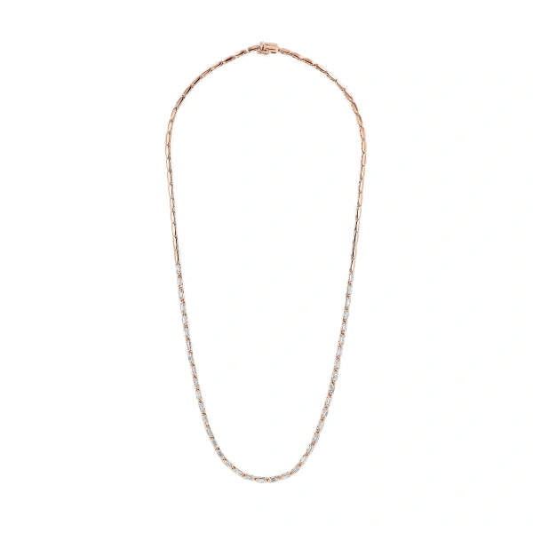 Linear Half Tennis Necklace in 18K Rose Gold