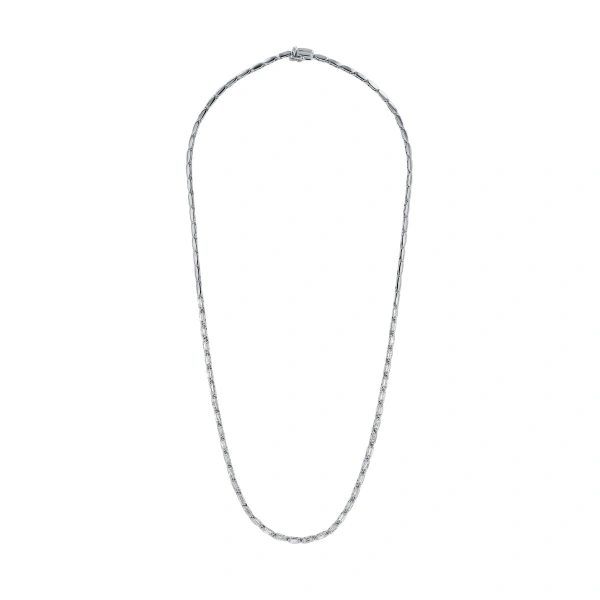 Suzanne Kalan Linear Half Tennis Necklace in 18K White Gold | Fine Necklaces | Coveti