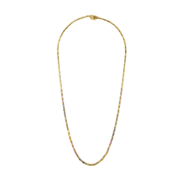 Suzanne Kalan Linear Half Tennis Necklace in 18K Yellow Gold, Pastel Sapphire | Fine Necklaces | Coveti