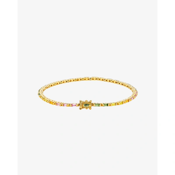 Suzanne Kalan Linear Pastel Sapphire Tennis Bracelet in 18K Yellow Gold | Fine Bracelets | Coveti