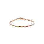 Suzanne Kalan Linear Rainbow Sapphire Tennis Bracelet in 18K Rose Gold | Fine Bracelets | Coveti