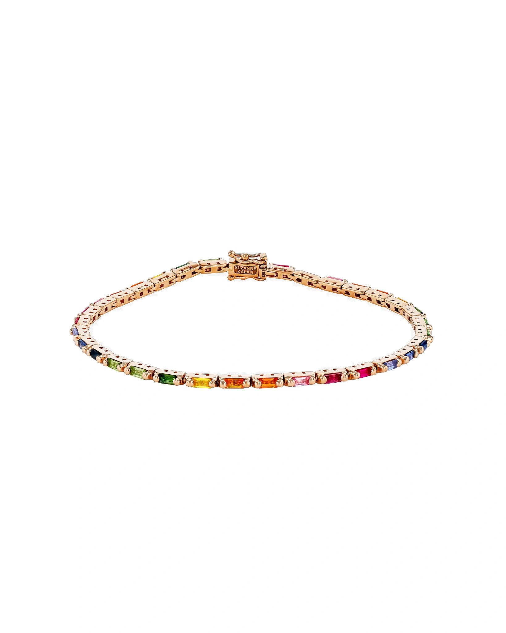 Suzanne Kalan Linear Rainbow Sapphire Tennis Bracelet in 18K Rose Gold Suzanne Kalan Linear Rainbow Sapphire Tennis Bracelet in 18K Rose Gold | Fine Bracelets | Coveti