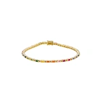Suzanne Kalan Linear Rainbow Sapphire Tennis Bracelet in 18K Yellow Gold | Fine Bracelets | Coveti