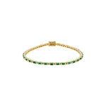 Suzanne Kalan Linear Tennis Bracelet in 18K Yellow Gold, Emerald | Fine Bracelets | Coveti
