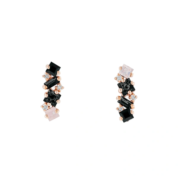 Nadima Bar Studs in 14K Rose Gold, Black Ombre