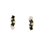 Suzanne Kalan Nadima Bar Studs in 14K Yellow Gold, Black Ombre | Fine Earrings | Coveti