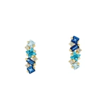 Suzanne Kalan Nadima Bar Studs in 14K Yellow Gold, Blue Ombre | Fine Earrings | Coveti