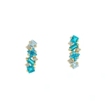 Suzanne Kalan Nadima Bar Studs in 14K Yellow Gold, Light Blue Ombre | Fine Earrings | Coveti
