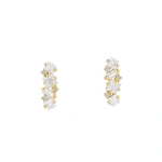 Suzanne Kalan Nadima Bar Studs in 14K Yellow Gold, White Topaz | Fine Earrings | Coveti