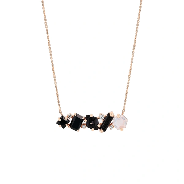 Nadima Blend Bar Pendant in 14K Rose Gold, Black Ombre