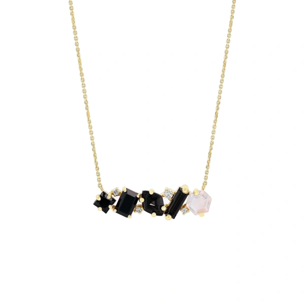 Suzanne Kalan Nadima Blend Bar Pendant in 14K Yellow Gold, Black Ombre | Fine Necklaces | Coveti