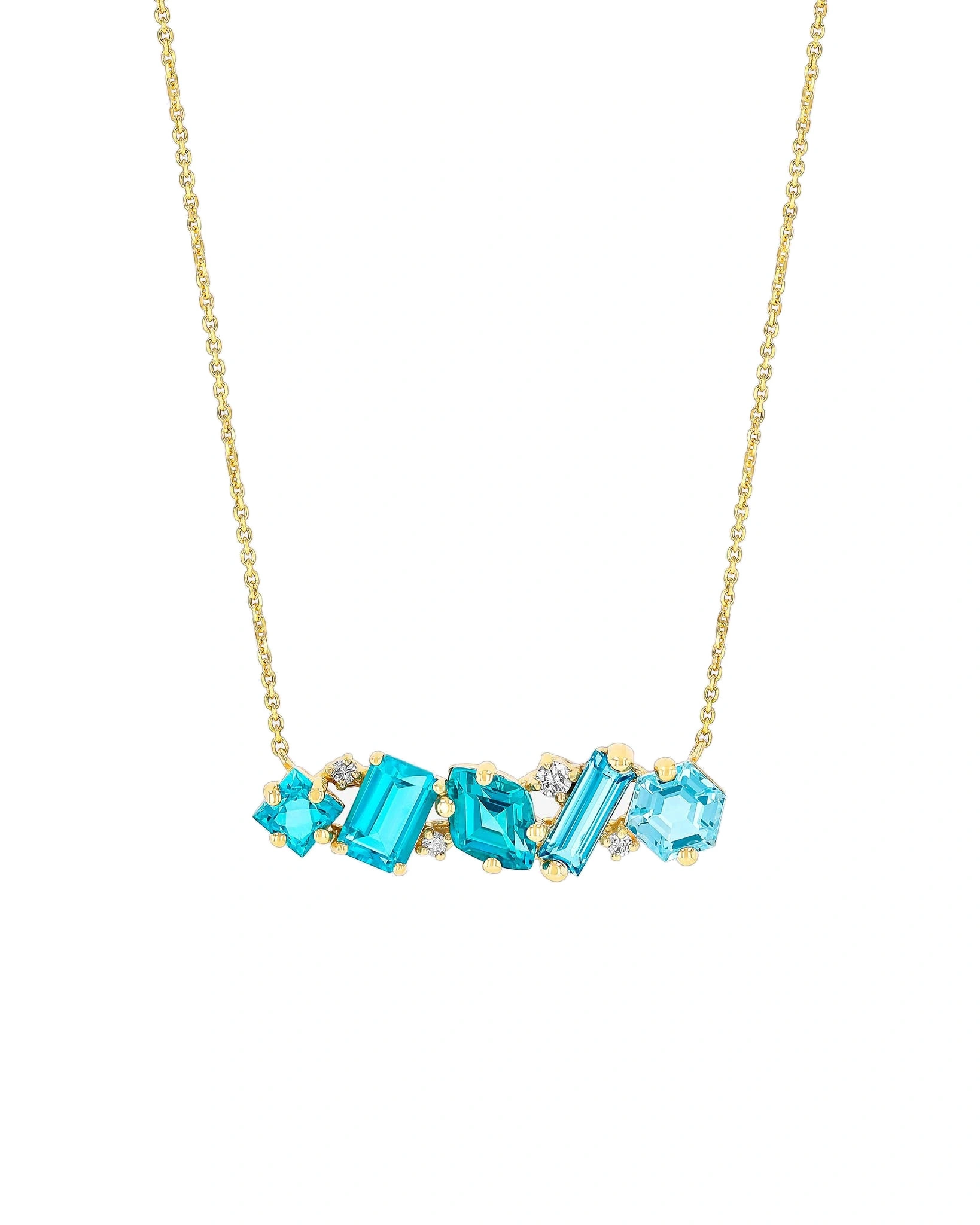 Suzanne Kalan Nadima Blend Bar Pendant in 14K Yellow Gold, Blue Mix Suzanne Kalan Nadima Blend Bar Pendant in 14K Yellow Gold, Blue Mix | Fine Necklaces | Coveti