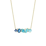 Suzanne Kalan Nadima Blend Bar Pendant in 14K Yellow Gold, Blue Ombre | Fine Necklaces | Coveti