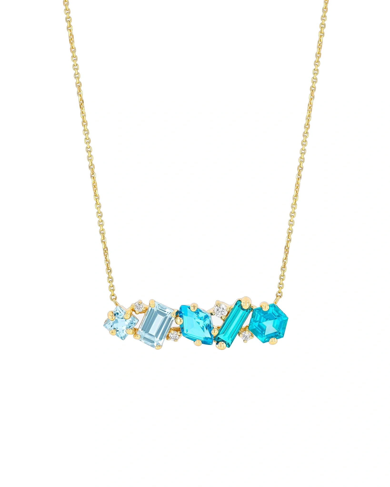 Suzanne Kalan Nadima Blend Bar Pendant in 14K Yellow Gold, Light Blue Ombre Suzanne Kalan Nadima Blend Bar Pendant in 14K Yellow Gold, Light Blue Ombre | Fine Necklaces | Coveti