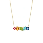 Suzanne Kalan Nadima Blend Bar Pendant in 14K Yellow Gold, Rainbow | Fine Necklaces | Coveti