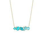 Suzanne Kalan Nadima Blend Blue Mix Bar Pendant in 14K Yellow Gold | Fine Necklaces | Coveti